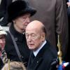 Valéry Giscard d'Estaing - Obsèques d'Élisabeth de Gaulle, décédée à l'âge de 88 ans. La cérémonie a eu lieu en la cathédrale Saint-Louis des Invalides à Paris. Elle était la fille du Général Charles de Gaulle et a été la Présidente de la Fondation Anne de Gaulle de 1979 à 1988. A Paris le 6 avril 2013. 
