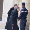 Amiral Philippe de Gaulle - Obsèques d'Élisabeth de Gaulle, décédée à l'âge de 88 ans. La cérémonie a eu lieu en la cathédrale Saint-Louis des Invalides à Paris. Elle était la fille du Général Charles de Gaulle et a été la Présidente de la Fondation Anne de Gaulle de 1979 à 1988. Le 6 avril 2013.