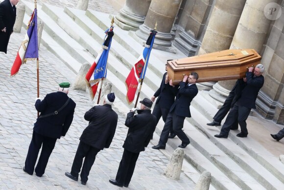 Obsèques d'Élisabeth de Gaulle, décédée à l'âge de 88 ans. La cérémonie a eu lieu en la cathédrale Saint-Louis des Invalides à Paris. Elle était la fille du Général Charles de Gaulle et a été la Présidente de la Fondation Anne de Gaulle de 1979 à 1988. A Paris le 6 avril 2013.