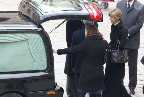 Obsèques d'Élisabeth de Gaulle, décédée à l'âge de 88 ans. La cérémonie a eu lieu en la cathédrale Saint-Louis des Invalides à Paris. Elle était la fille du Général Charles de Gaulle et a été la Présidente de la Fondation Anne de Gaulle de 1979 à 1988. A Paris le 6 avril 2013.
