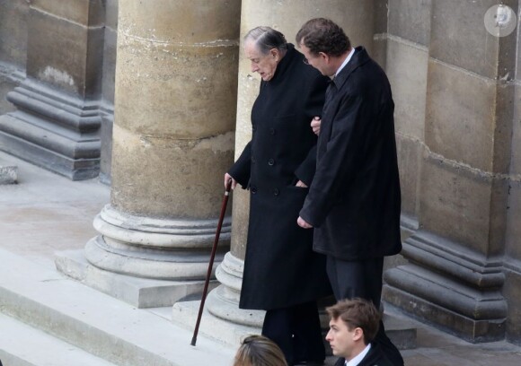 Obsèques d'Élisabeth de Gaulle, décédée à l'âge de 88 ans. La cérémonie a eu lieu en la cathédrale Saint-Louis des Invalides à Paris. Elle était la fille du Général Charles de Gaulle et a été la Présidente de la Fondation Anne de Gaulle de 1979 à 1988. A Paris le 6 avril 2013.