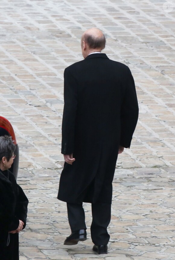 Valéry Giscard d'Estaing - Obsèques d'Élisabeth de Gaulle, décédée à l'âge de 88 ans. La cérémonie a eu lieu en la cathédrale Saint-Louis des Invalides à Paris. Elle était la fille du Général Charles de Gaulle et a été la Présidente de la Fondation Anne de Gaulle de 1979 à 1988. A Paris le 6 avril 2013.