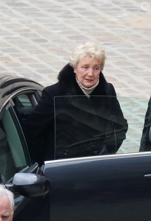 Obsèques d'Élisabeth de Gaulle, décédée à l'âge de 88 ans. La cérémonie a eu lieu en la cathédrale Saint-Louis des Invalides à Paris. Elle était la fille du Général Charles de Gaulle et a été la Présidente de la Fondation Anne de Gaulle de 1979 à 1988. A Paris le 6 avril 2013.