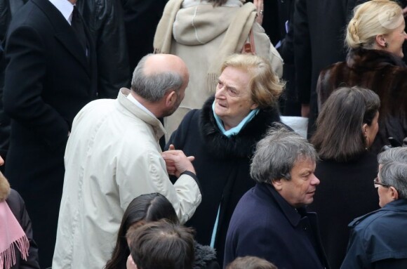Obsèques d'Élisabeth de Gaulle, décédée à l'âge de 88 ans. La cérémonie a eu lieu en la cathédrale Saint-Louis des Invalides à Paris. Elle était la fille du Général Charles de Gaulle et a été la Présidente de la Fondation Anne de Gaulle de 1979 à 1988. A Paris le 6 avril 2013.