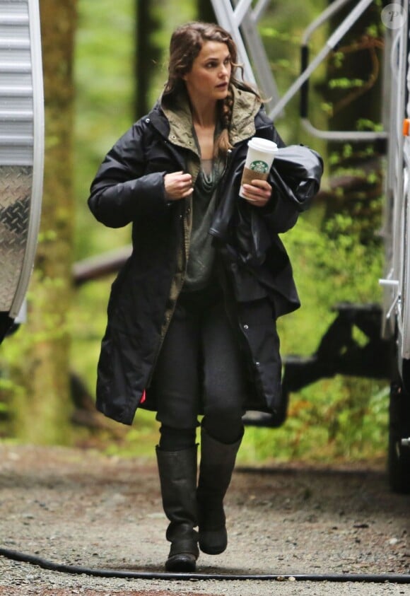 Keri Russell pendant le tournage du film Dawn of the Planet of the Apes  à Vancouver, le 12 avril 2013.