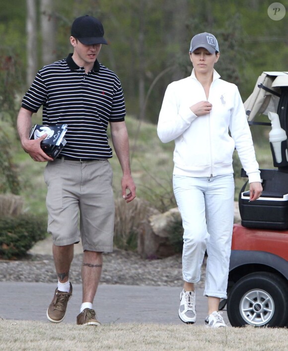 Exclusif - Jessica Biel et Justin Timberlake à la sortie du Mirimichi Golf Course après une partie de golf à Millington, le 14 avril 2013.