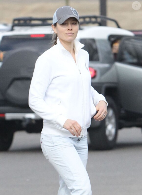 Exclusif - Jessica Biel à la sortie du Mirimichi Golf Course après une partie de golf à Millington, le 14 avril 2013.