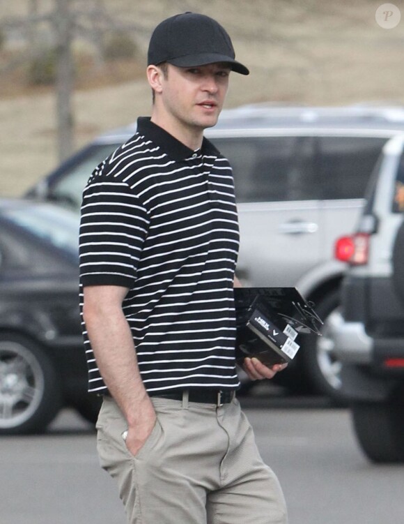 Exclusif - Justin Timberlake à la sortie du Mirimichi Golf Course après une partie de golf à Millington, le 14 avril 2013.