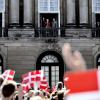 La reine Margrethe II de Danemark célébrait le 16 avril 2013 son 73e anniversaire au balcon du palais Christian IX à Amalienborg, Copenhague, entourée de sa famille.