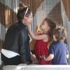 Nicole Richie et ses deux enfants Harlow et Sparrow profitent d'un après-midi en famille dans le quartier de Century City. Los Angeles, le 16 avril 2013.