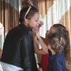 Nicole Richie et ses deux enfants Harlow et Sparrow profitent d'un après-midi en famille dans le quartier de Century City. Los Angeles, le 16 avril 2013.