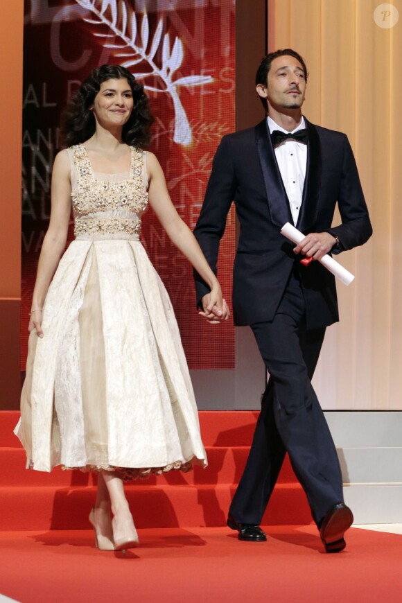 Audrey Tautou et Adrien Brody lors du 65e Festival de Cannes 2012