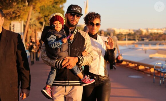 Alicia Keys, Swizz Beatz et leur fils Egypt à Cannes pour assister aux NRJ Music Awards. Le 28 janvier 2013.