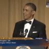 Barack Obama, lors de son discours au cours du dîner des correspondants de presse accrédités à la Maison Blanche à Washington le 28 avril 2013