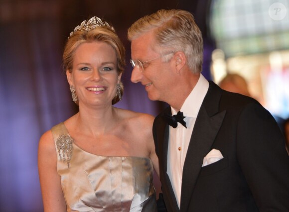 La princesse Mathilde et le prince Philippe de Belgique - Dîner d'adieu de la reine Beatrix des Pays-Bas au Rijksmuseum à Amsterdam, le 29 avril 2013.