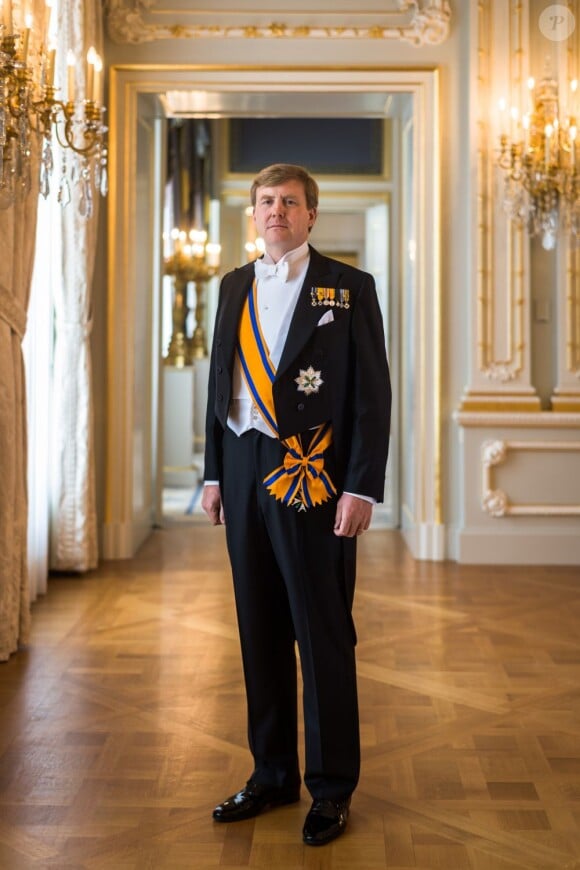 Le roi Willem-Alexander des Pays-Bas dans l'un des premiers portraits officiels révélés à l'occasion de l'abdication de la reine Beatrix et de l'intronisation de son fils aîné le 30 avril 2013.