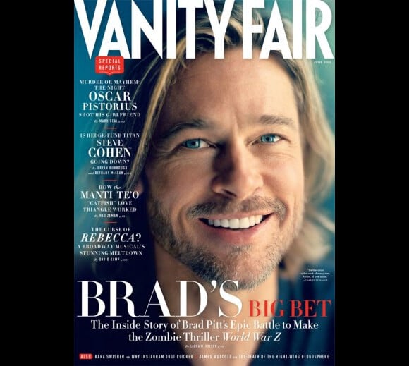 Brad Pitt en couverture du prochain numéro de Vanity Fair.