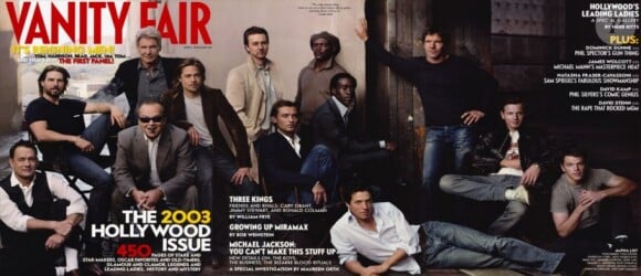 Brad Pitt et d'autres stars hollywoodiennes en couverture de Vanity Fair en avril 2003.