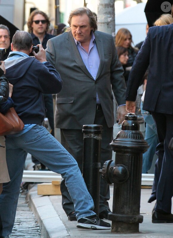 Gérard Depardieu en action sur le tournage de The June Project à New York, le 25 avril 2013.