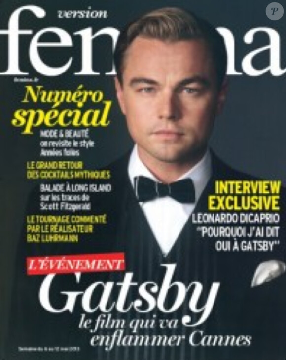 Leonardo DiCaprio en couverture de "Version Femina", en kiosques le 5 mai 2013.