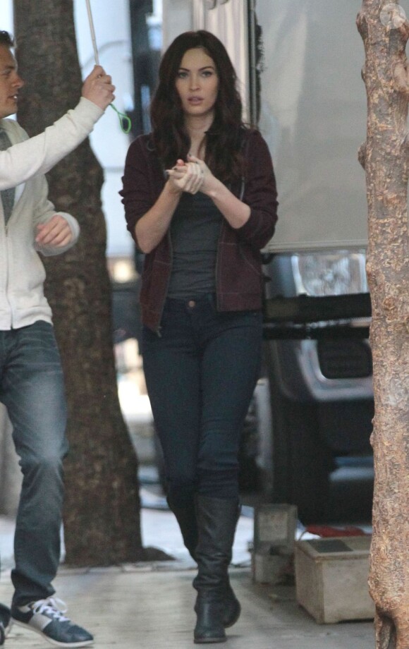 Megan Fox sur le tournage du film "Teenage Mutant Ninja Turtles" (Les Tortues Ninja) à New York, le 5 mai 2013