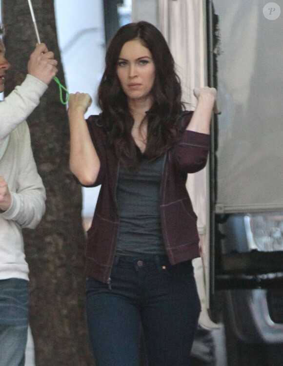Megan Fox sur le tournage du film "Teenage Mutant Ninja Turtles" (Les Tortues Ninja) à New York, le 5 mai 2013