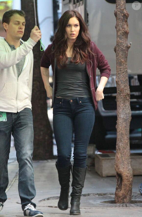 Megan Fox sur le tournage du film "Teenage Mutant Ninja Turtles" (Les Tortues Ninja) à New York, le 5 mai 2013