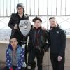 Pete Wentz, Joe Trohman, Patrick Stump et Andy Hurley des Fall Out Boy band à l'Empire State Building à New York, le 15 avril 2013.