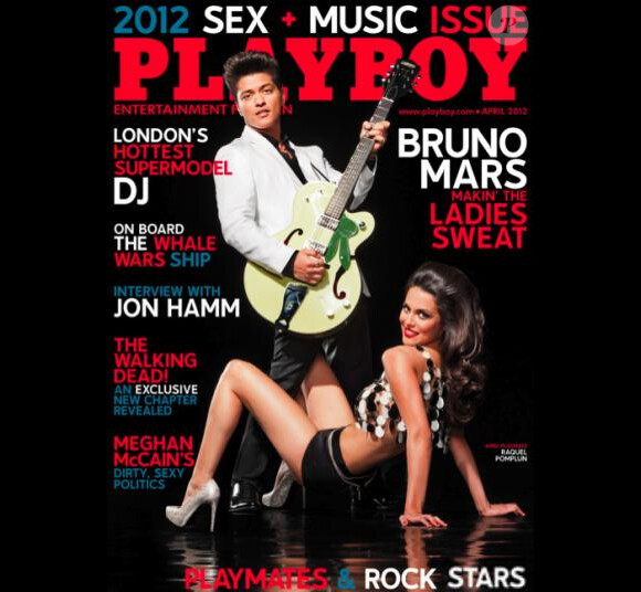 Bruno Mars et Raquel Pomplun (playmate de l'année 2013) en couverture de Playboy en avril 2012.