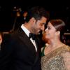 Aishwarya Rai et son mari Abhishek Bachchan lors du Festival de Cannes 2010