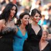 Les égéries L'Oréal Rachida Brakni, Eva Longoria et Aishwarya Rai lors du Festival de Cannes 2008