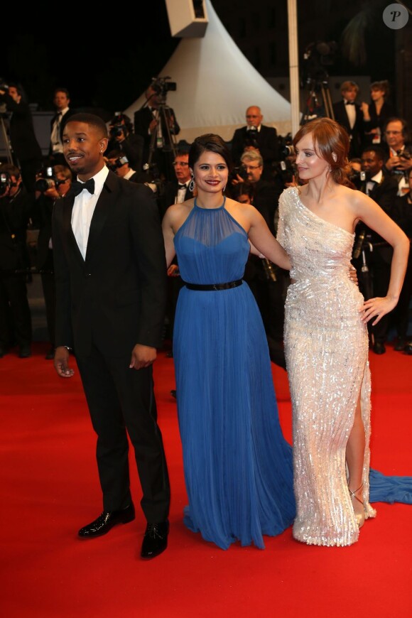 Michael B. Jordan, Melonie Diaz et Ahna O'Reilly lors de la montée des marches au Festival de Cannes 2013, le 16 mai.