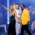 Mariah Carey et Randy Jackson sur la scène de la finale de la 12e saison d'American Idol, à Los Angeles, le 16 mai 2013.