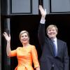 La reine Maxima et le roi Willem-Alexander des Pays-Bas remettaient le 16 mai 2013 les prix annuels du Fonds Orange, à Amsterdam.