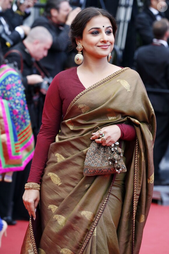 Vidya Balan lors de la soirée célèbrant le centenaire du cinéma indien lors du 66e Festival du film de Cannes, le 19 mai 2013.