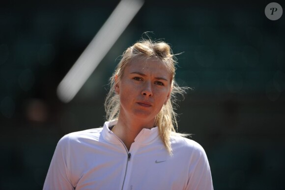 Maria Sharapova à l'entraînement sur la terre rouge de Roland Garros à Paris, le 22 mai 2013