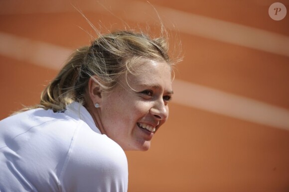 Maria Sharapova à l'entraînement sur la terre rouge de Roland Garros à Paris, le 22 mai 2013