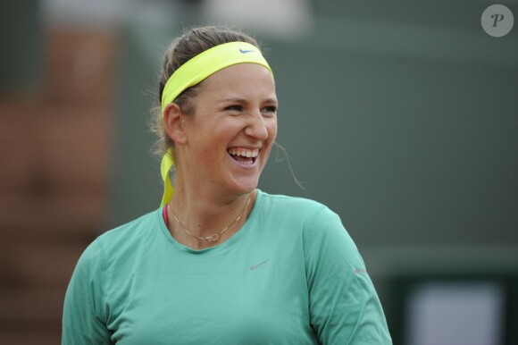 Victoria Azarenka à l'entraînement sur la terre rouge de Roland Garros à Paris, le 22 mai 2013