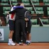 Novak Djokovic à l'entraînement sur la terre rouge de Roland Garros à Paris, le 22 mai 2013