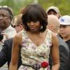 Michelle Obama au cimetière d'Arlington afin de rendre hommage aux soldats américains lors du "Jour du souvenir" de toutes les guerres menées par les États-Unis. Lundi 27 mai 2013 à Washington.