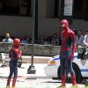 Andrew Garfield et Jroge Vegas sur le tournage de The Amazing Spider-Man 2 à New York City, le 27 mai 2013.