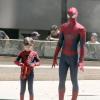 Andrew Garfield sur le tournage de The Amazing Spider-Man 2 à New York City, le 27 mai 2013.