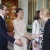 La princesse Victoria de Suède prenait part avec le roi Carl XVI Gustaf, la reine Silvia et le prince Daniel, à la réception du président indonésien Susilo Bambang Yudhoyono et son épouse, le 28 mai 2013 au palais royal, à Stockholm.