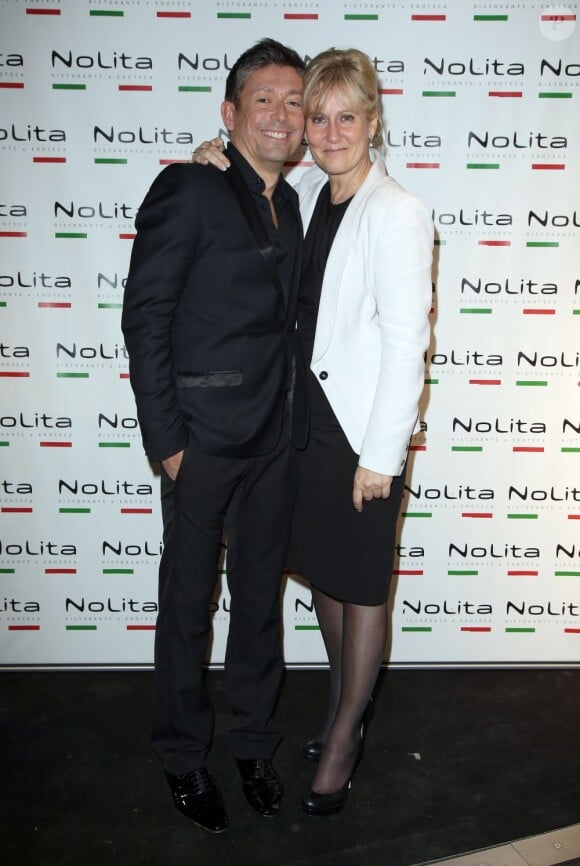 Exclusif - Jacques Sanchez et Nadine Morano - Anniversaire de l'incontournable programmateur de télévision et de radio Jacques Sanchez au restaurant NoLita dans le 8e arrondissement de Paris, le 29 mai 2013.