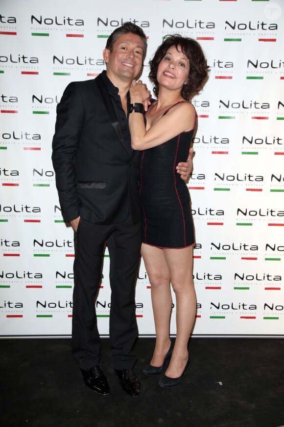 Exclusif - Jacques Sanchez et Isabelle Mergault - Anniversaire de l'incontournable programmateur de télévision et de radio Jacques Sanchez au restaurant NoLita dans le 8e arrondissement de Paris, le 29 mai 2013.