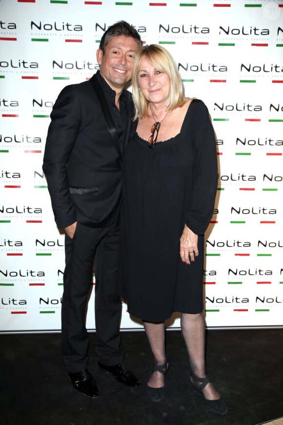 Exclusif - Jacques Sanchez et Julie Leclerc - Anniversaire de l'incontournable programmateur de télévision et de radio Jacques Sanchez au restaurant NoLita dans le 8e arrondissement de Paris, le 29 mai 2013.