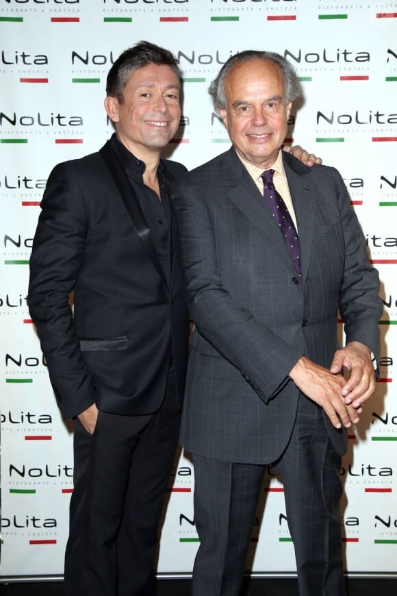 Exclusif - Jacques Sanchez et Frédéric Mitterrand - Anniversaire de l'incontournable programmateur de télévision et de radio Jacques Sanchez au restaurant NoLita dans le 8e arrondissement de Paris, le 29 mai 2013.
