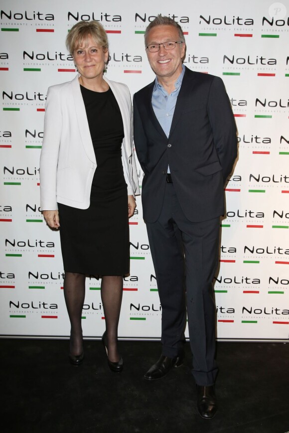 Exclusif - Nadine Morano et Laurent Ruquier - Anniversaire de l'incontournable programmateur de télévision et de radio Jacques Sanchez au restaurant NoLita dans le 8e arrondissement de Paris, le 29 mai 2013.