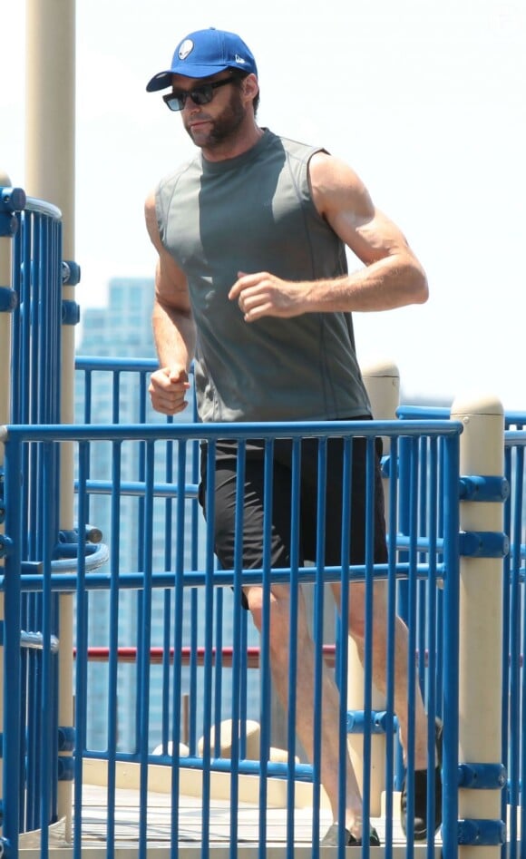Hugh Jackman court au au parc Riverside de New York, le 2 Juin 2013.