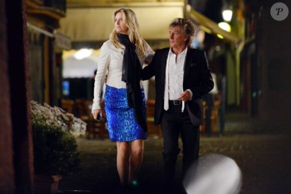 Rod Stewart et sa femme Penny Lancaster de sortie en soirée à Portofino le 23 mai 2013
